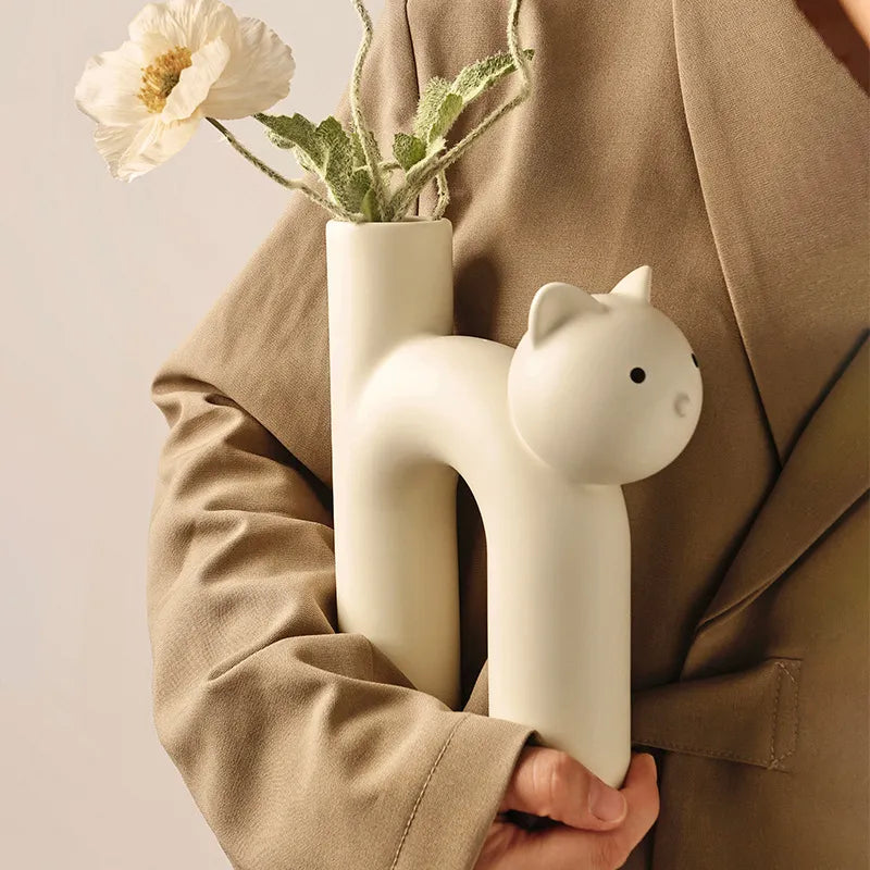 Vase Cat-Shaped Porcelain Compact