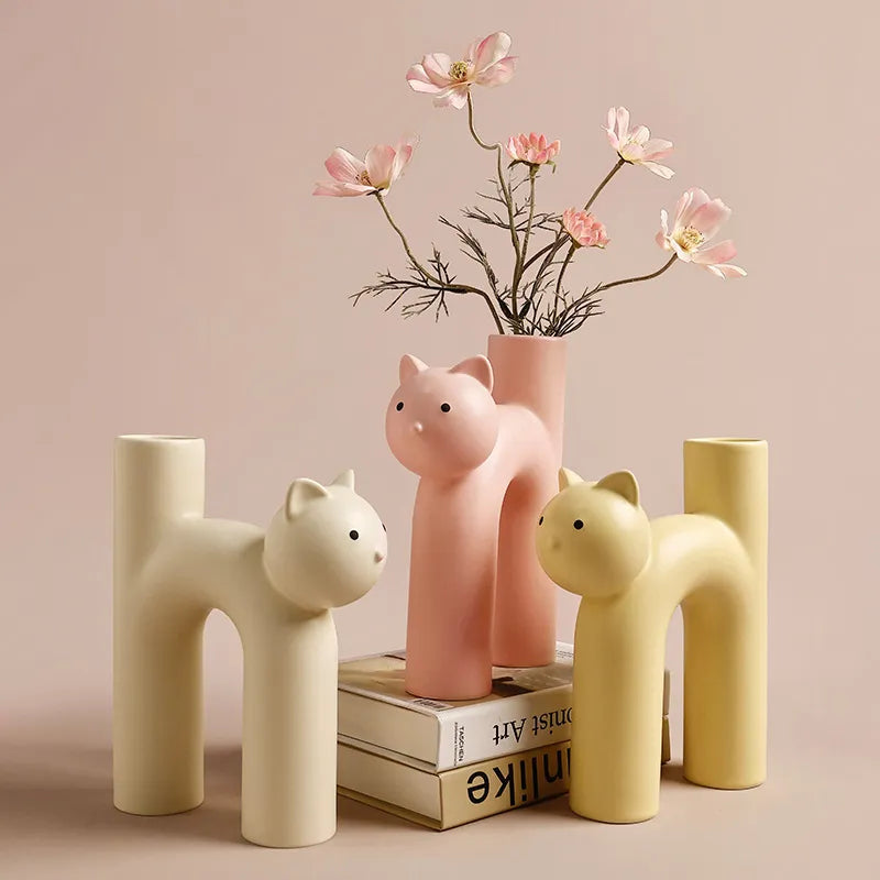 Vase Cat-Shaped Porcelain Compact