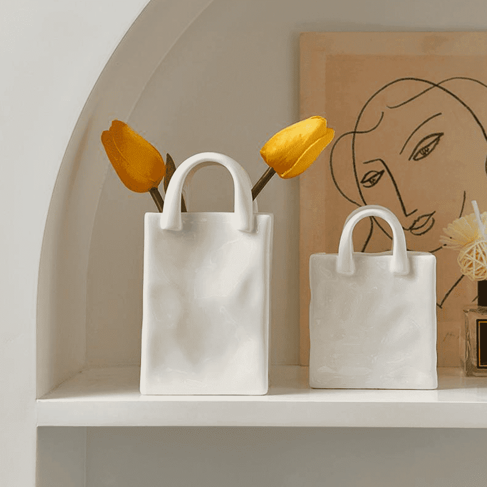Vase Handbag-Shaped Porcelain Compact