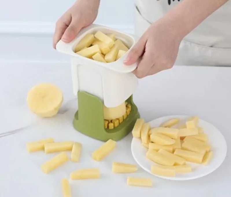 Vegetable Cutter One-Hand Press Stainless Steel Blades & BPA-Free Frame