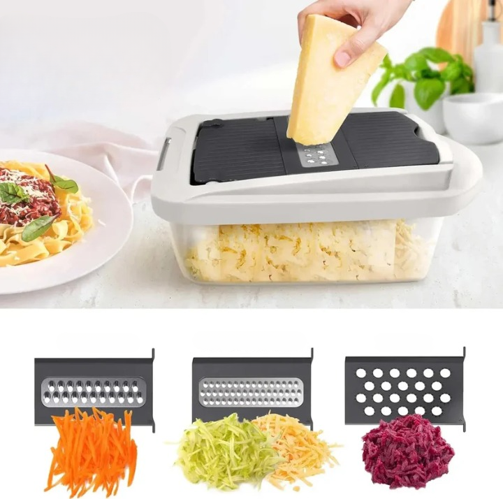 Vegetable Slicer 8 Blades Stainless Steel Collection Box
