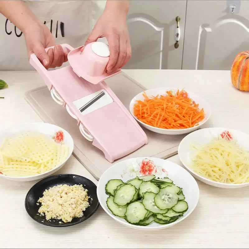 Vegetable Slicer Multifunction Stainless Steel Blades Ergonomic Grip