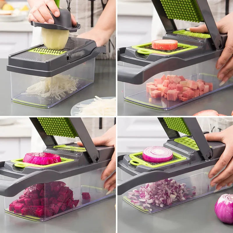 Vegetable Slicer Set Stainless Steel Blades & Catch Container