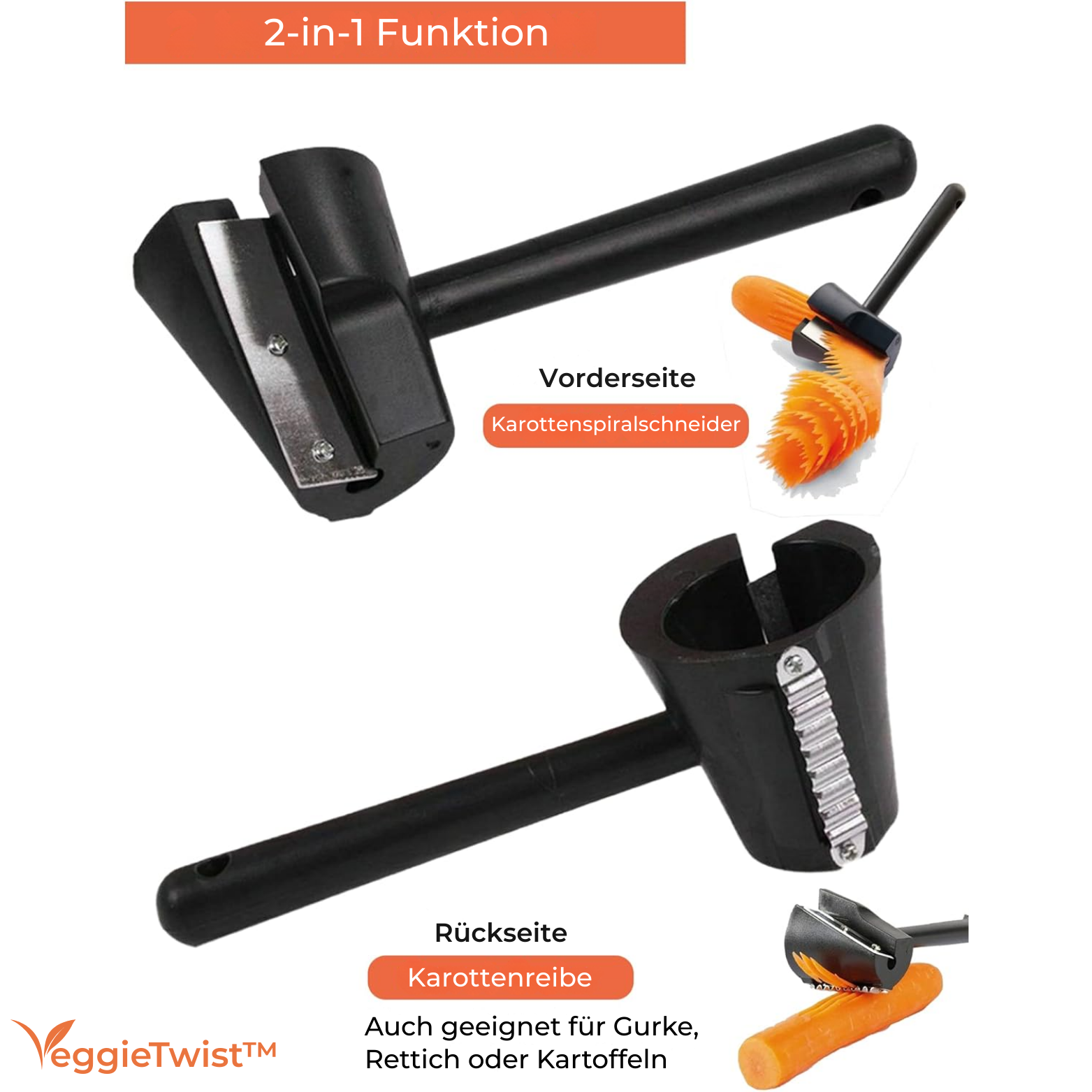 Vegetable Spiralizer Stainless Steel Blade Ergonomic Handle Dishwasher Safe