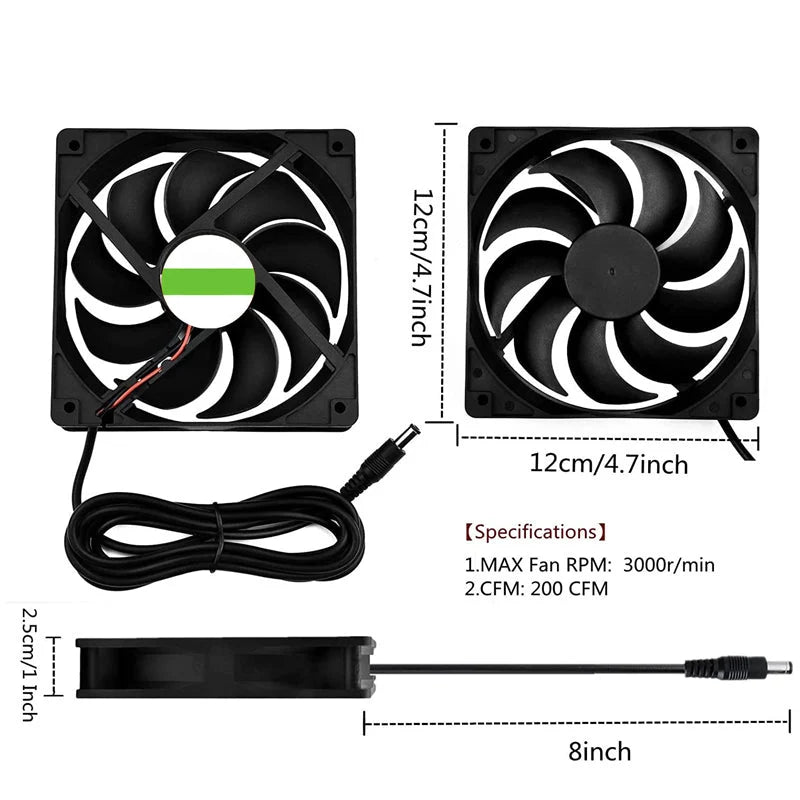 Ventilation Fan Set Solar-Powered Weatherproof Dual Fans