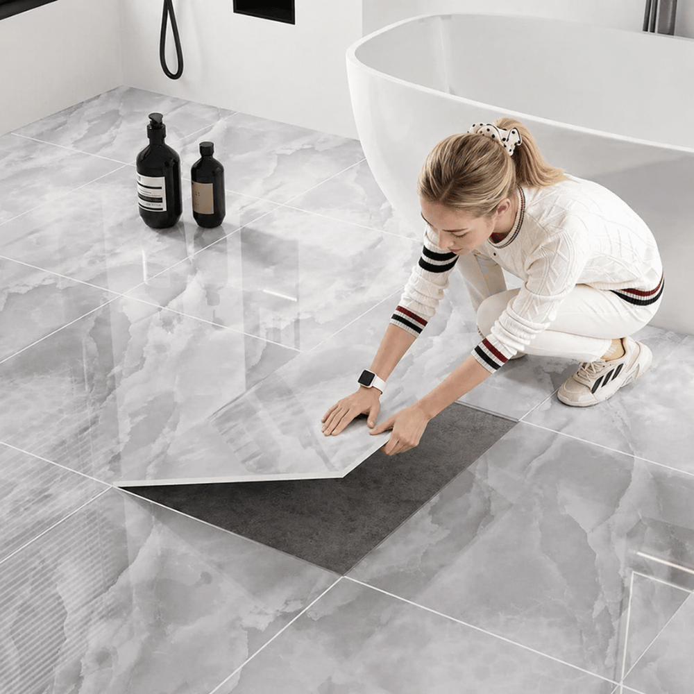Vinyl Floor Tiles Peel-And-Stick Waterproof & Non-Slip