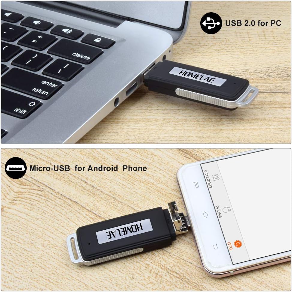 Voice Recorder Noise Cancellation USB Plug-And-Play 8-Hour Battery