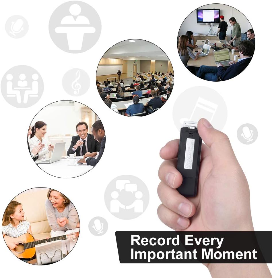 Voice Recorder Noise Cancellation USB Plug-And-Play 8-Hour Battery