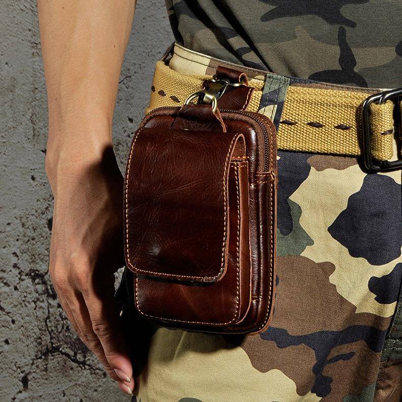 Waist Bag Full-Grain Leather Zipper & Magnetic Closure
