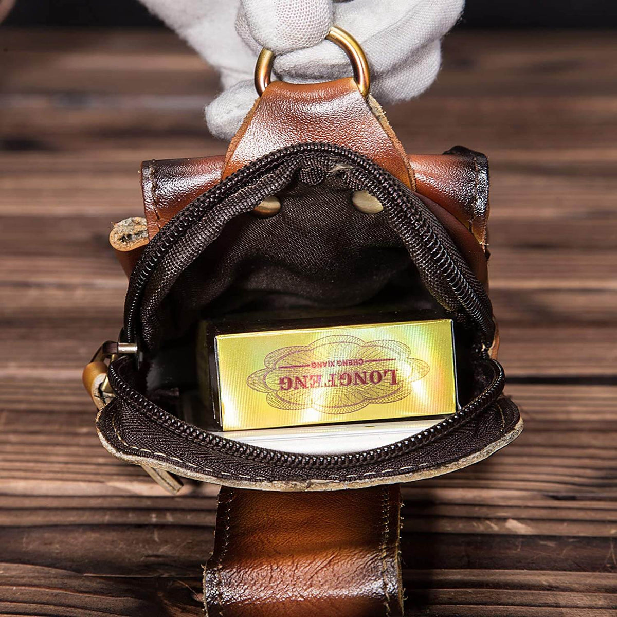 Waist Bag Full-Grain Leather Zipper & Magnetic Closure