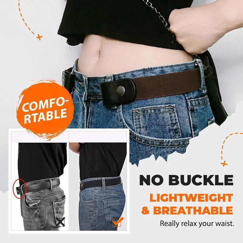 Waist Belts Buckle-Free Elastic Flat Fit Set of 2