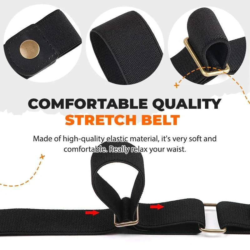 Waist Belts Buckle-Free Elastic Flat Fit Set of 2
