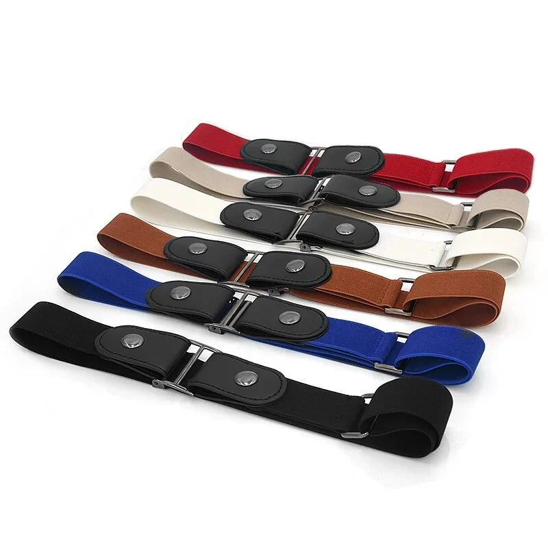 Waist Belts Buckle-Free Elastic Flat Fit Set of 2