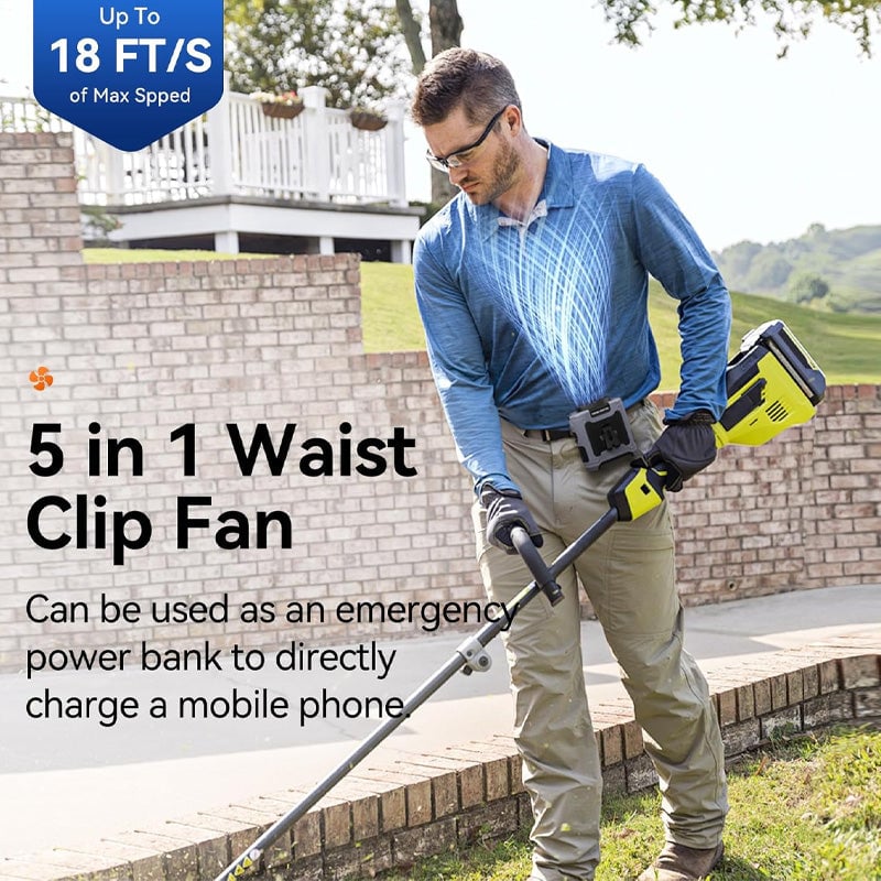 Waist Fan USB Rechargeable Belt Clip