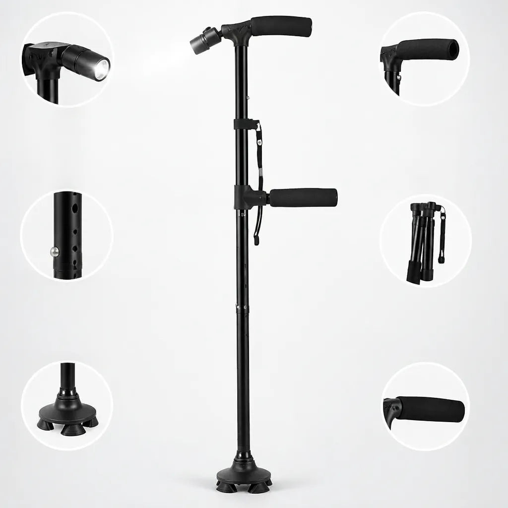 Walking Stick Foldable LED Height-Adjustable