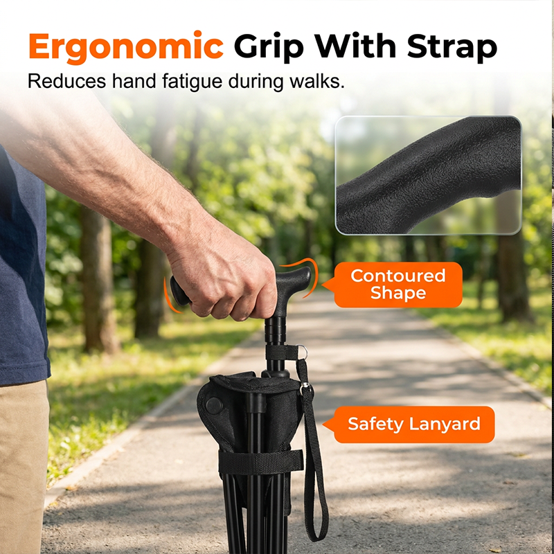 Walking Stick With Seat Foldable & Adjustable Height