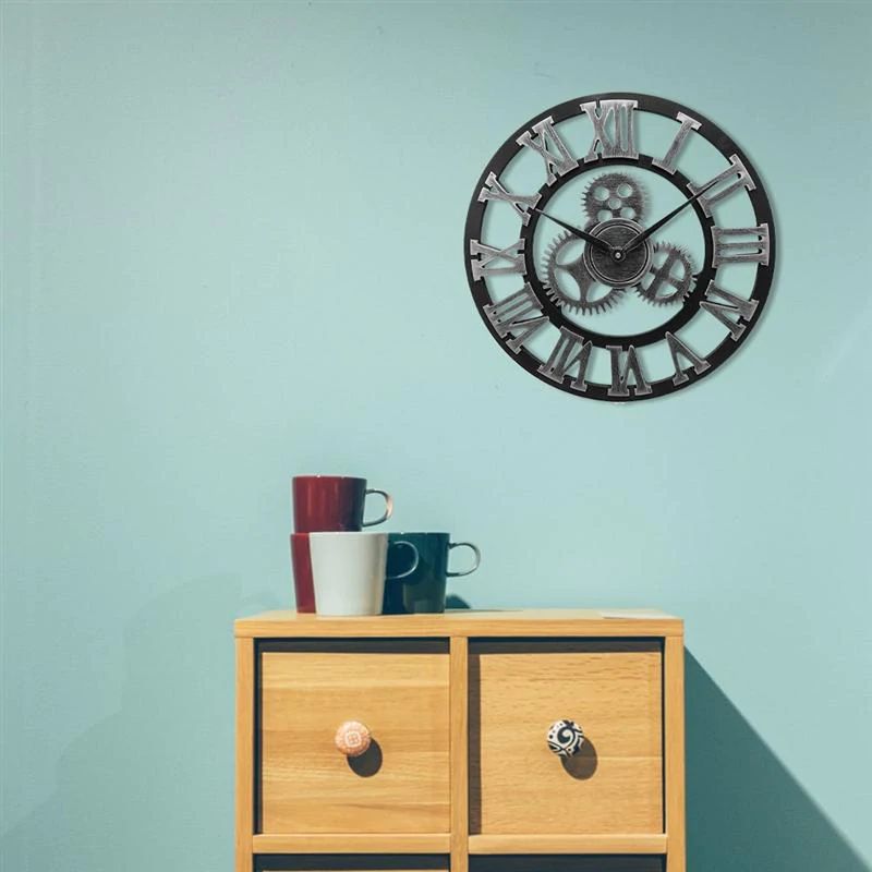 Wall Clock Easy-Read Dial Metal & Glass
