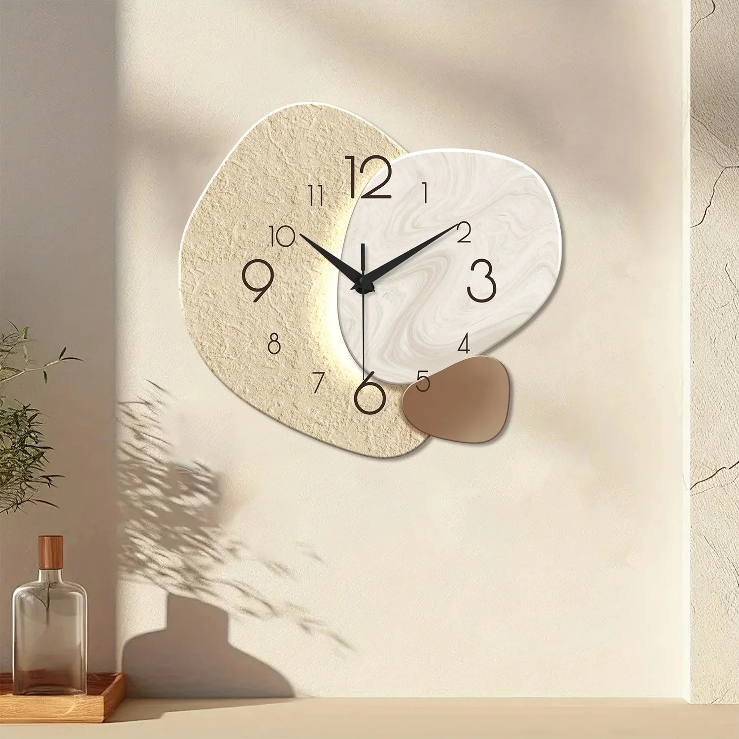 Wall Clock Organic Double Design Silent Quartz