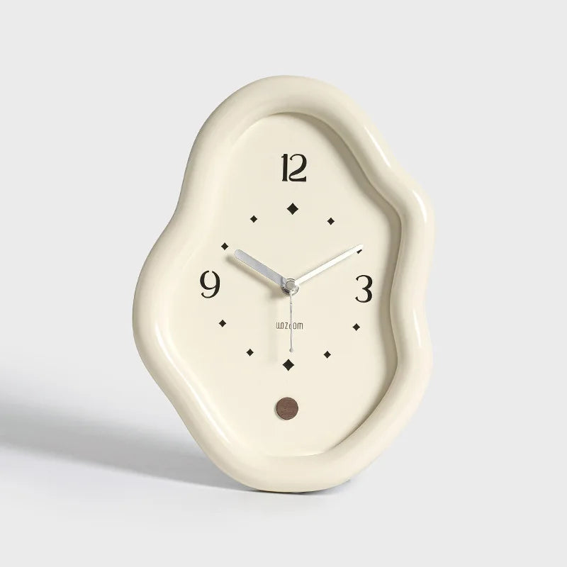 Wall Clock Organic Sculptural Shape High-Gloss Finish