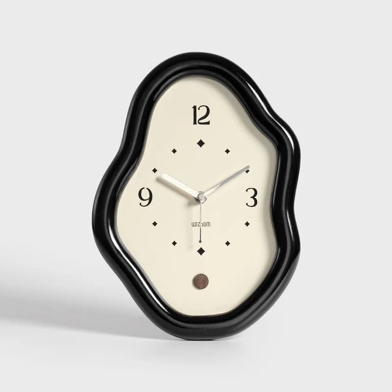 Wall Clock Organic Sculptural Shape High-Gloss Finish