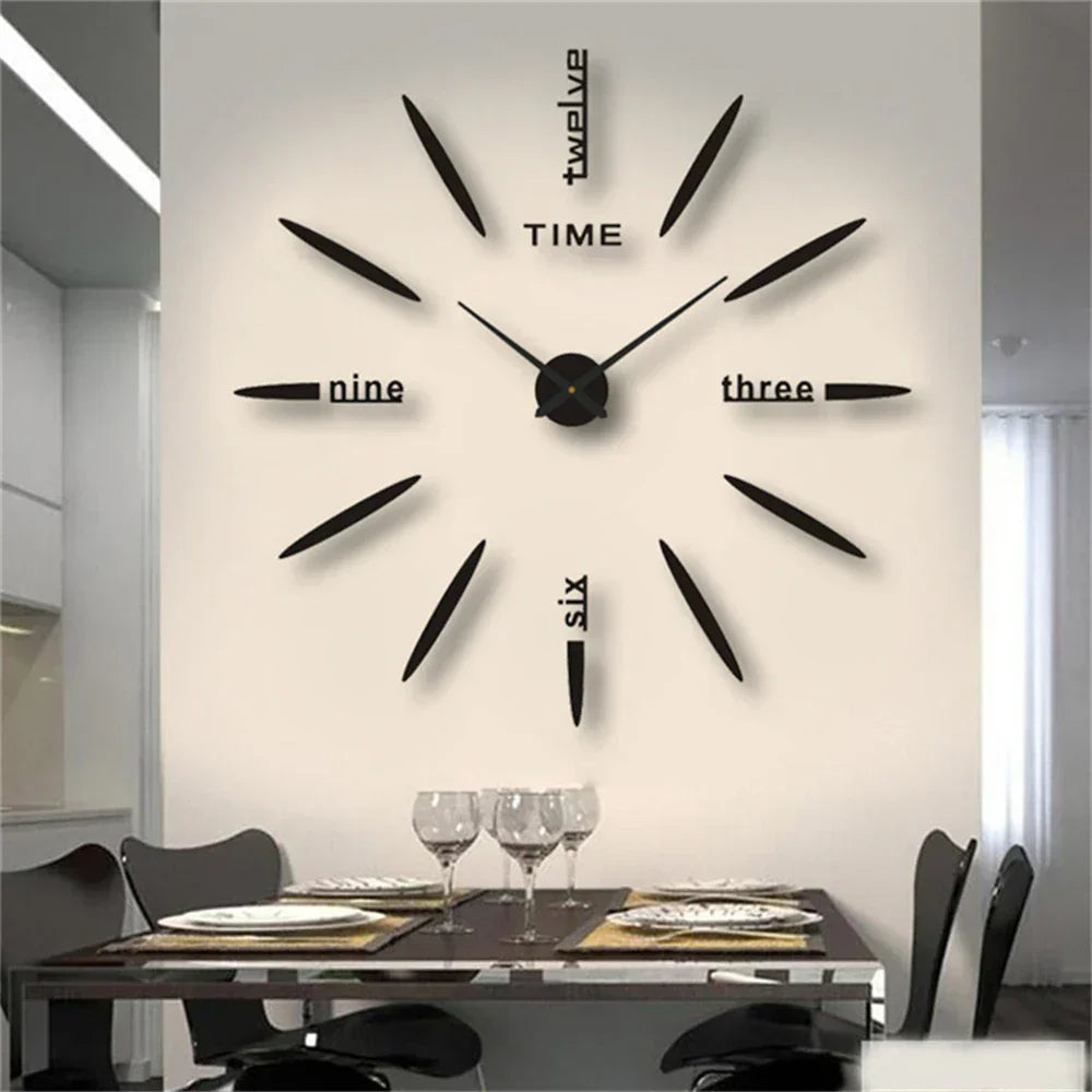 Wall Clock Self-Adhesive 3D Acrylic Customizable Layout