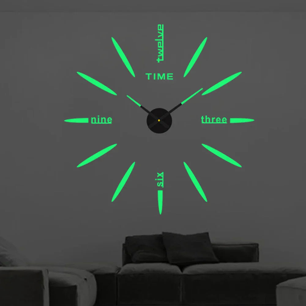 Wall Clock Self-Adhesive 3D Acrylic Customizable Layout
