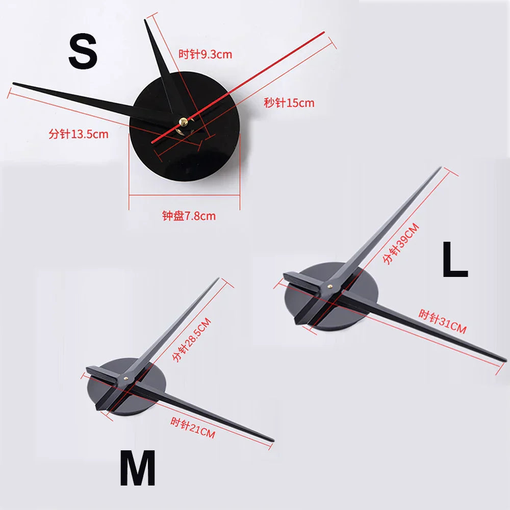 Wall Clock Self-Adhesive 3D Acrylic Customizable Layout