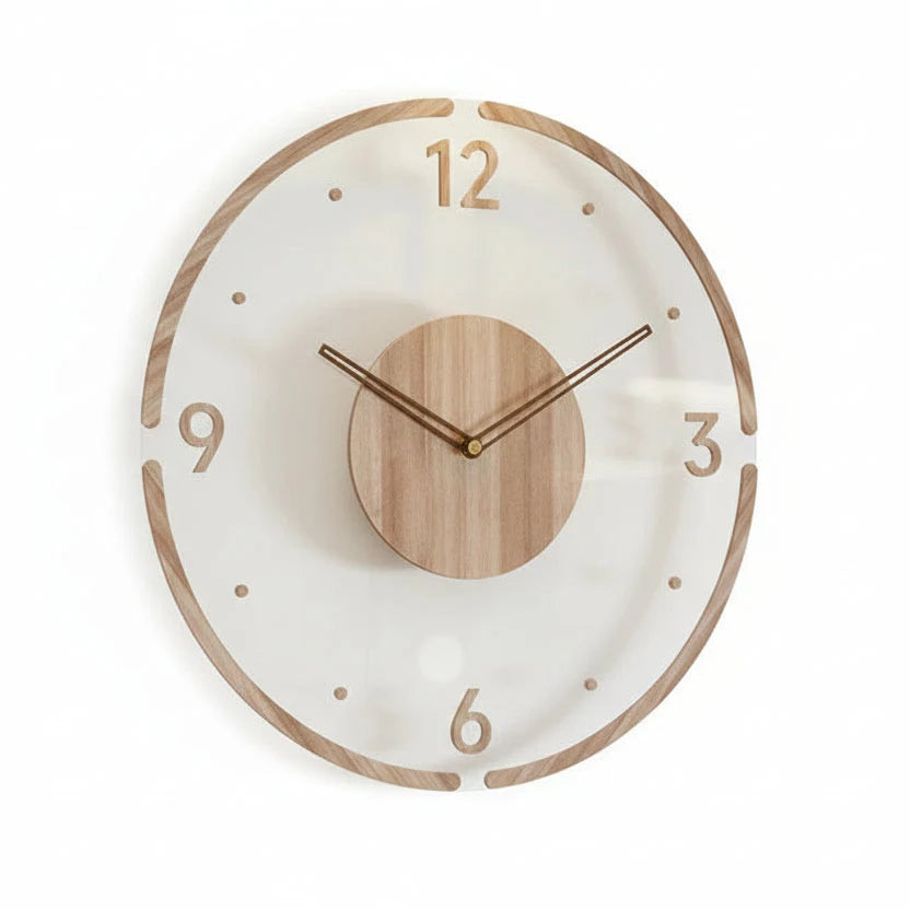 Wall Clock Silent Quartz Movement & Natural Wood Dial
