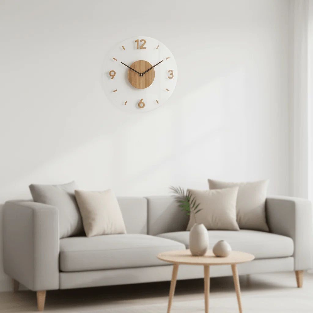 Wall Clock Silent Quartz Movement & Natural Wood Dial