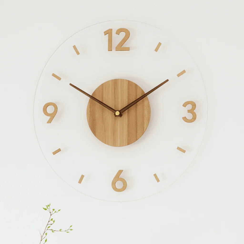 Wall Clock Silent Quartz Movement & Natural Wood Dial