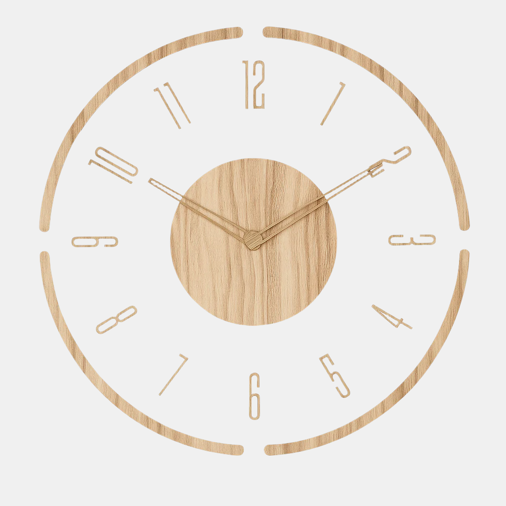 Wall Clock Silent Quartz Wood Center & Acrylic Frame