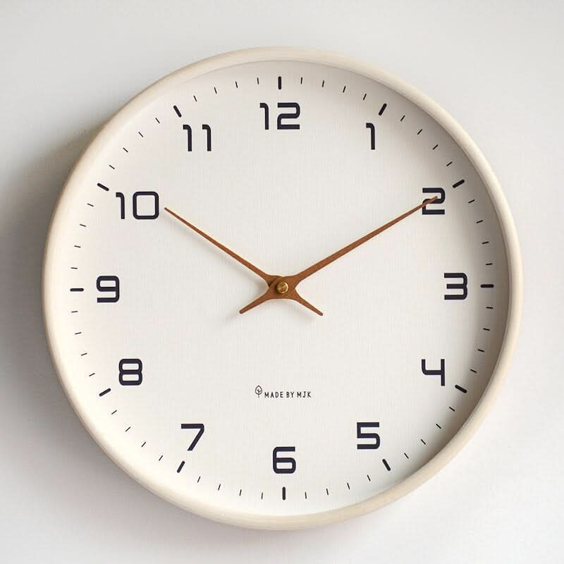 Wall Clock Silent Quartz Wood Frame Rose Gold Hands