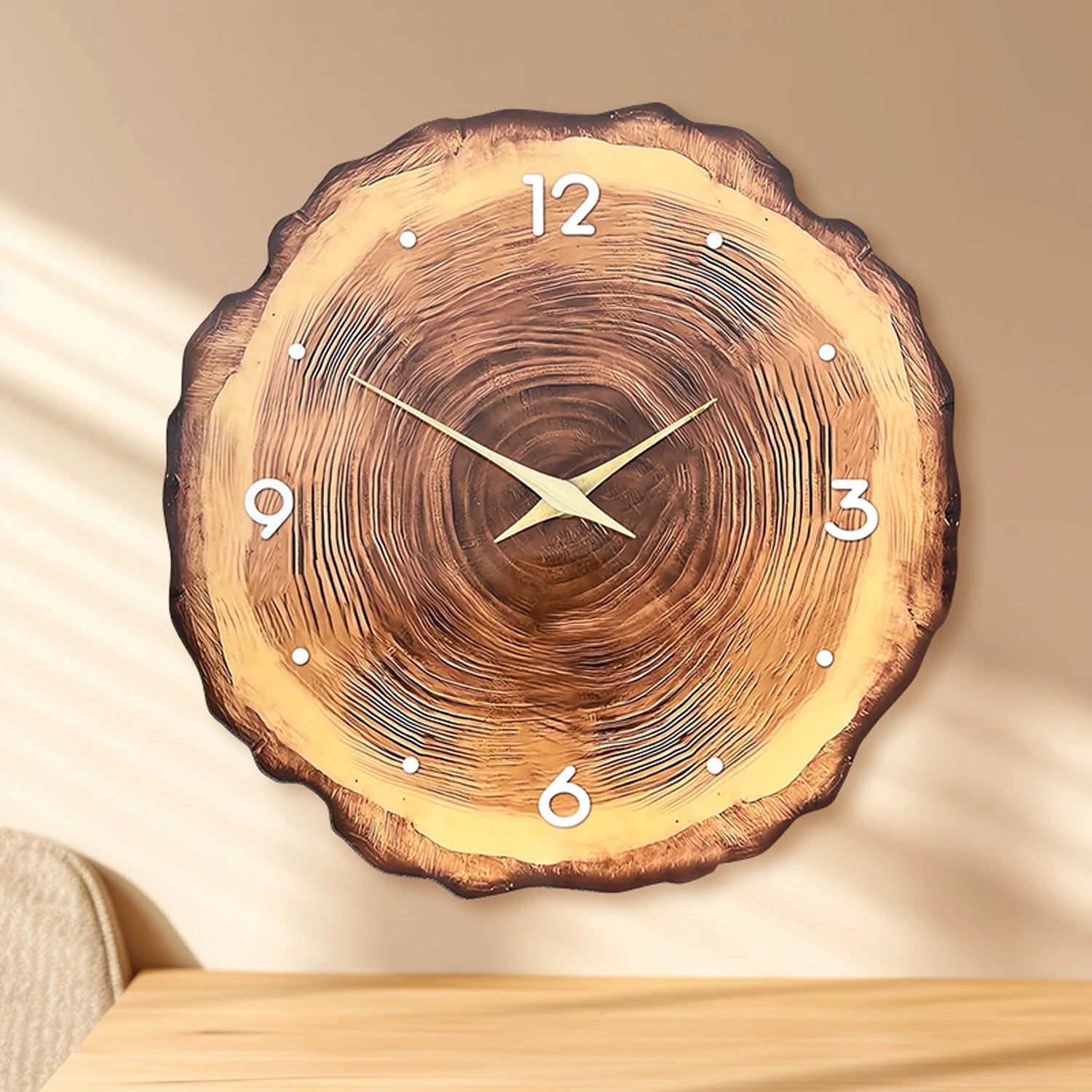 Wall Clock Tree Slice Wood Face Silent Quartz Movement