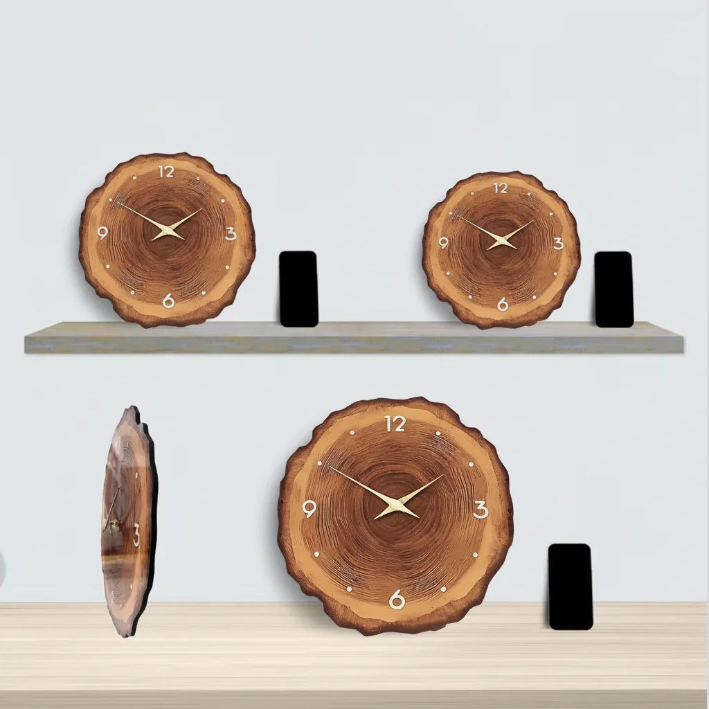 Wall Clock Tree Slice Wood Face Silent Quartz Movement