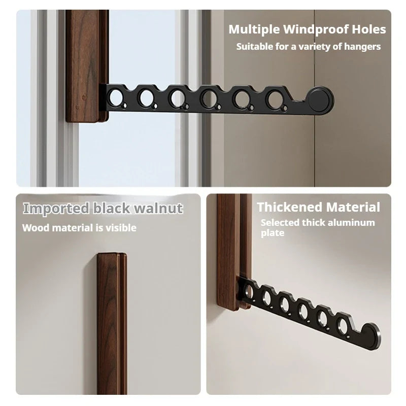 Wall Coat Rack Foldable Wood Frame & Metal Rod