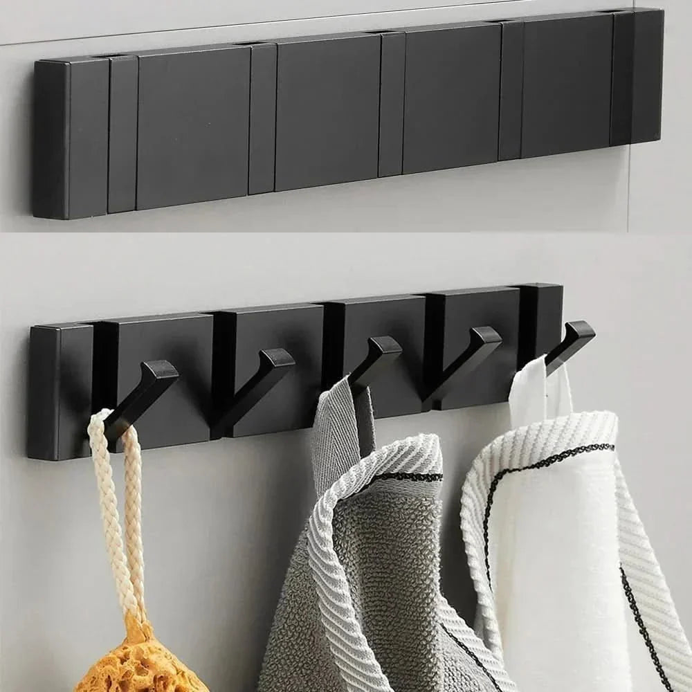 Wall Hook Fold-Flat Aerospace Aluminum Self-Adhesive & Screw-Mount