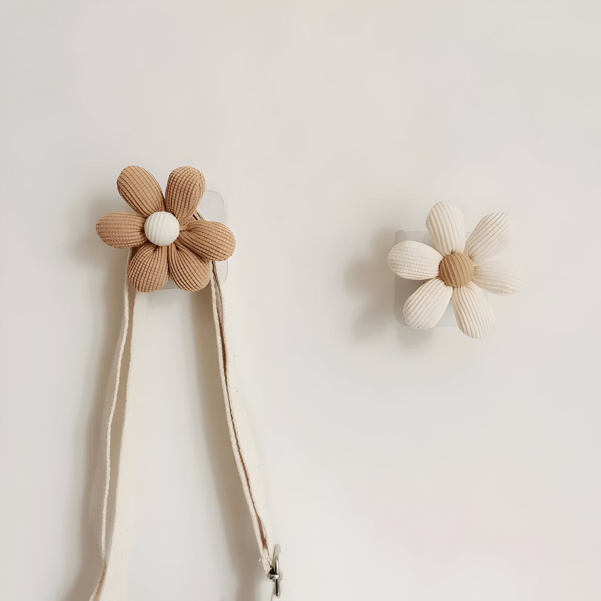 Wall Hook Natural Wood Floral Pattern Compact Size