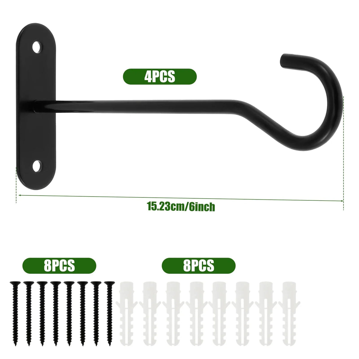 Wall Hooks Iron 22 Lb Capacity Set of 4