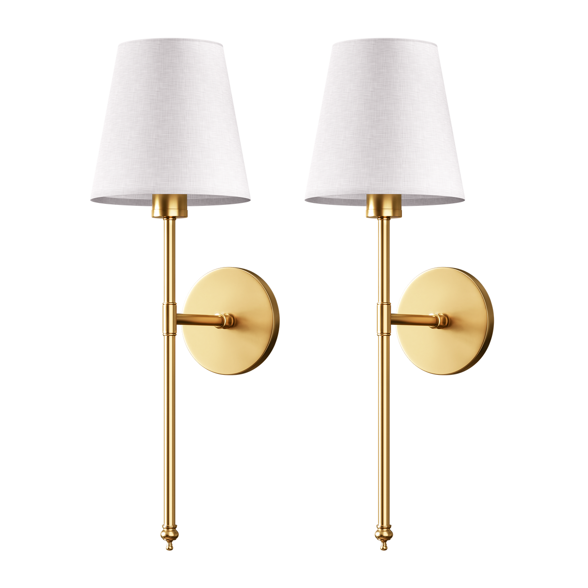 Wall Lamp Adhesive Mount Fabric Shade Set of 2