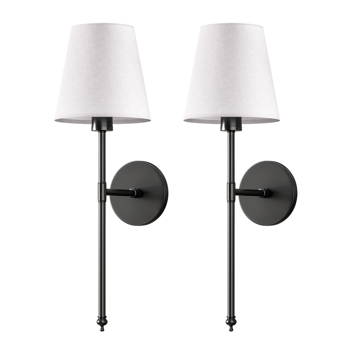 Wall Lamp Adhesive Mount Fabric Shade Set of 2