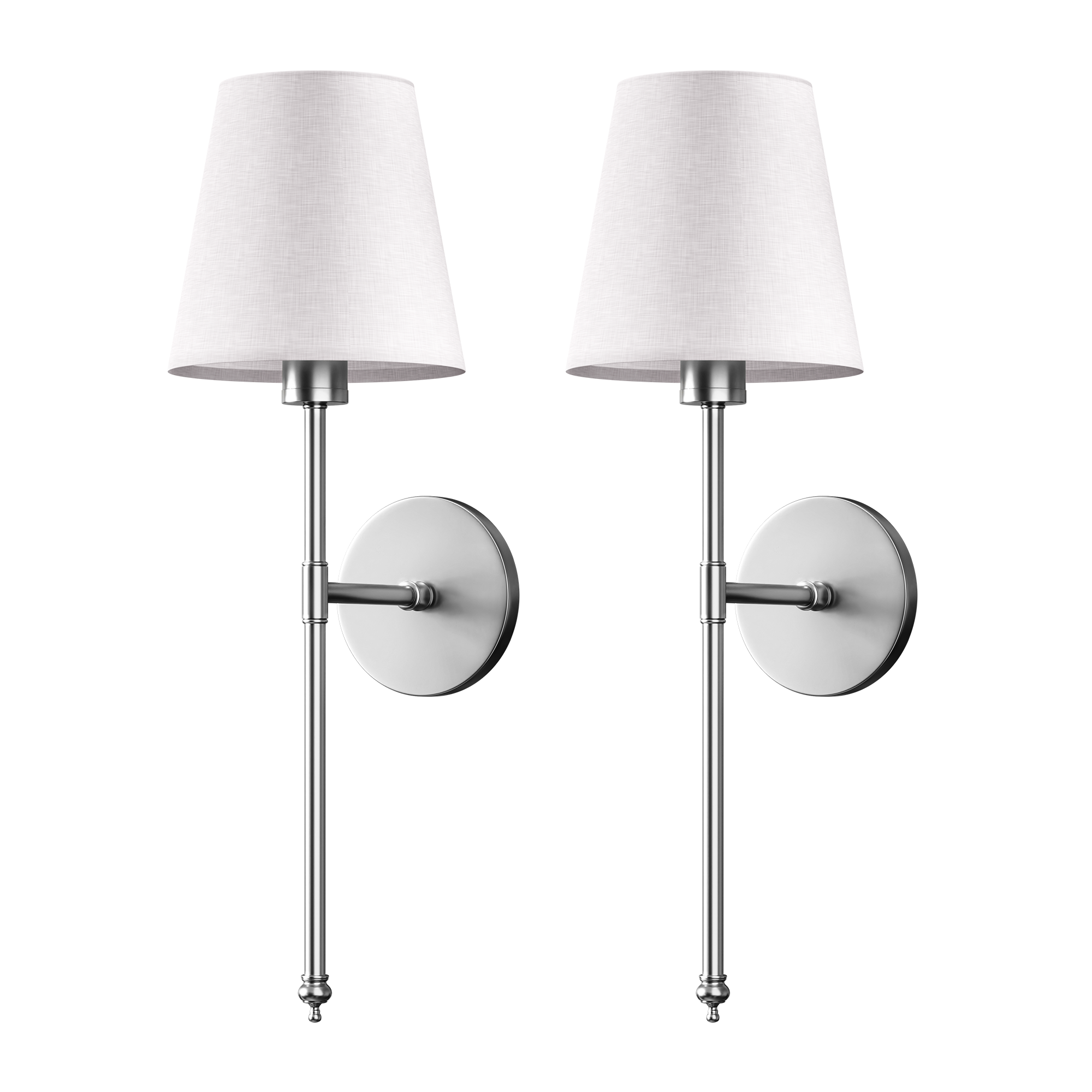 Wall Lamp Adhesive Mount Fabric Shade Set of 2