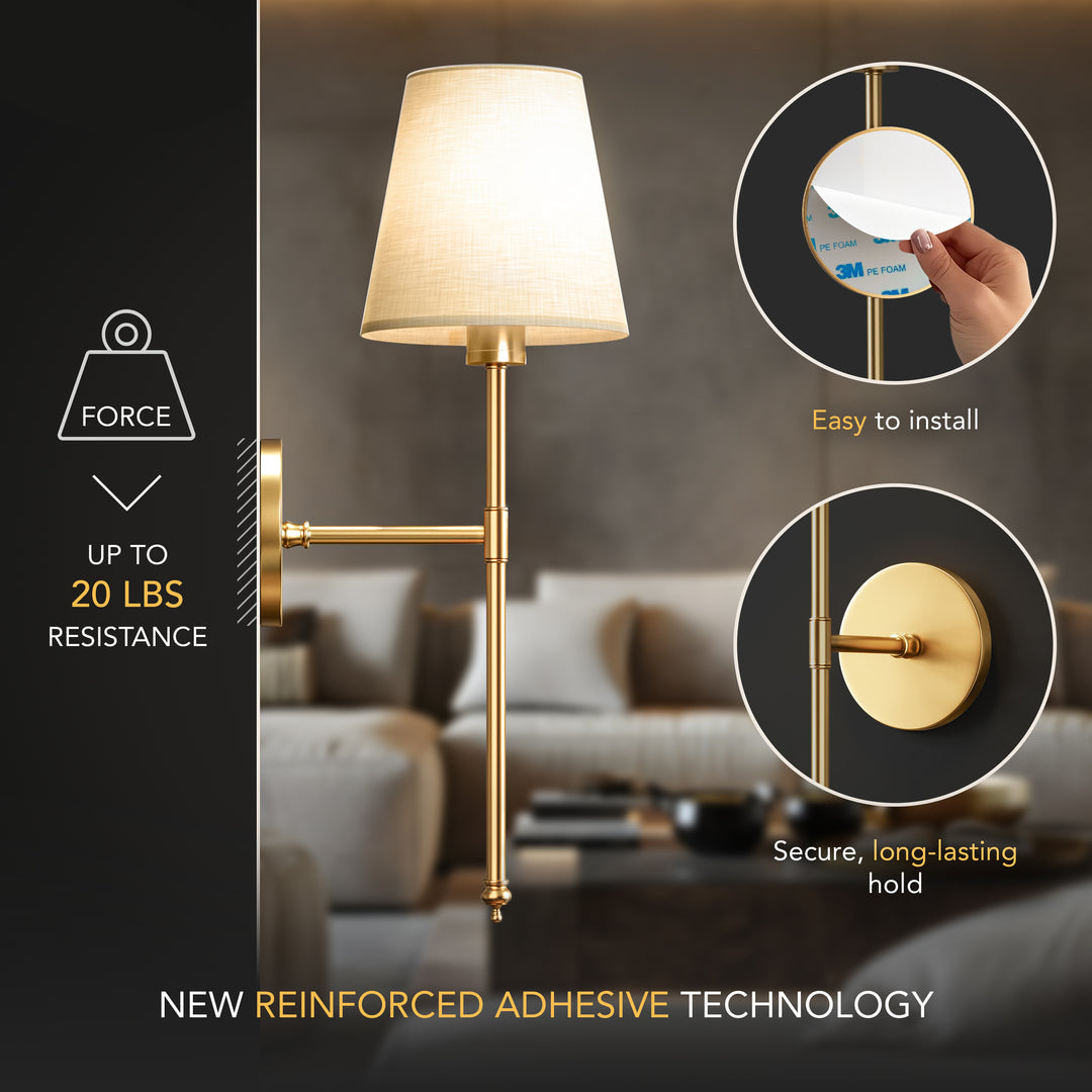 Wall Lamp Battery-Operated Remote & Timer Adhesive Mount