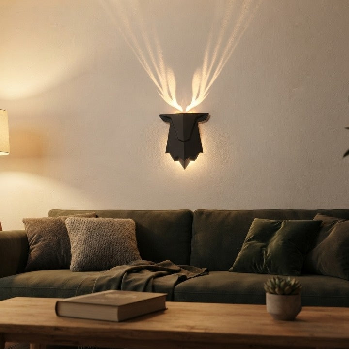 Wall Lamp Deer Silhouette Dimmable & Remote USB Rechargeable