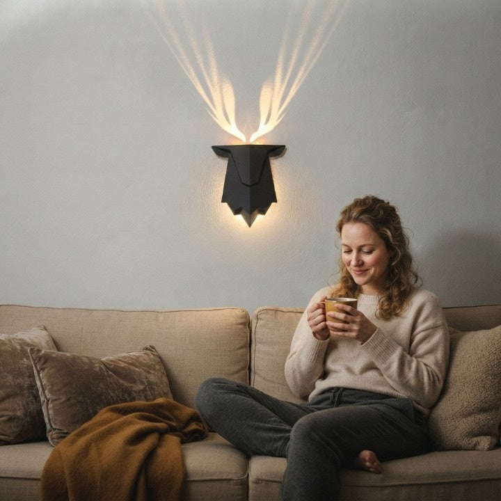Wall Lamp Deer Silhouette Dimmable & Remote USB Rechargeable
