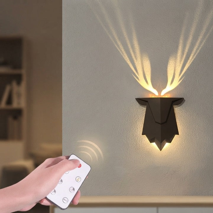 Wall Lamp Deer Silhouette Dimmable & Remote USB Rechargeable