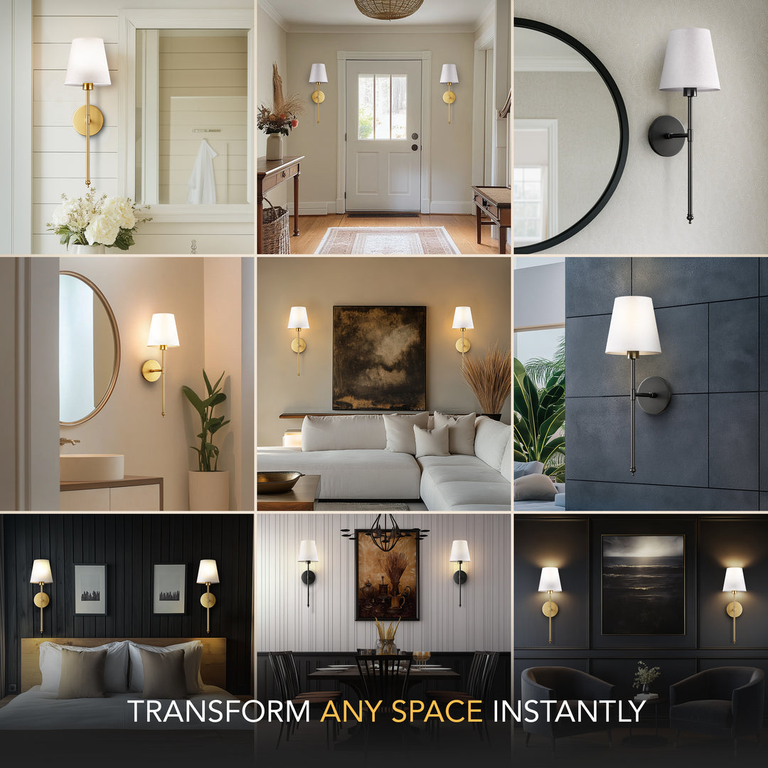 Wall Lamp Wireless Remote & Timer No-Drill