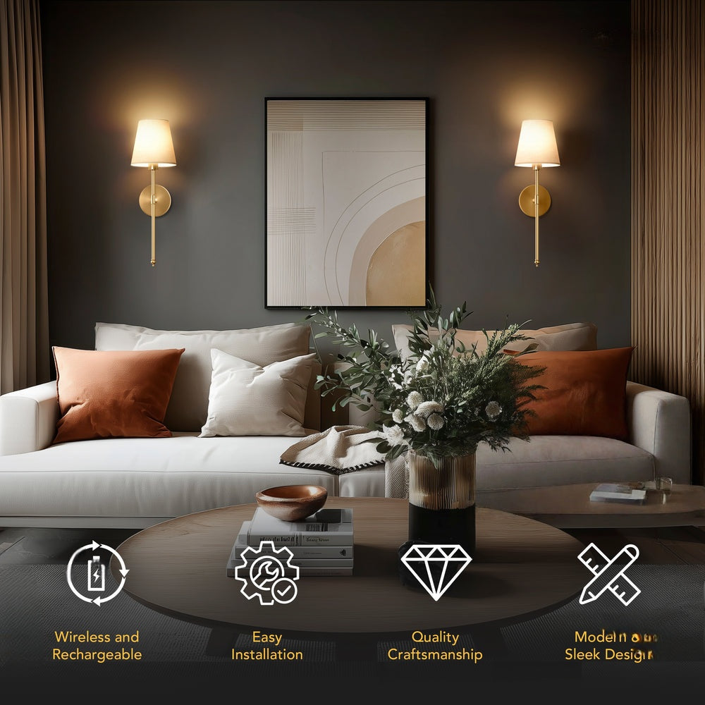Wall Lamp Wireless Remote & Timer No-Drill