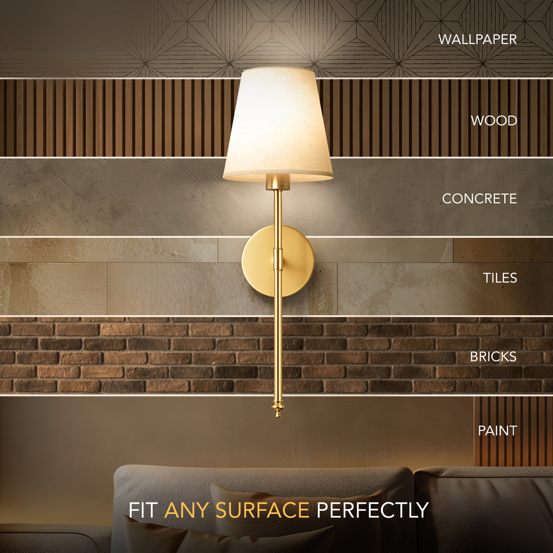 Wall Lamp Wireless Remote & Timer No-Drill