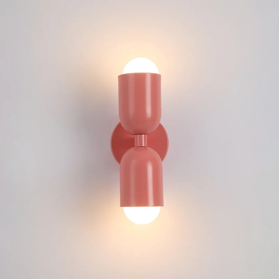 Wall Light Double Cylinder Up-Down Powder-Coated Metal E27 Socket