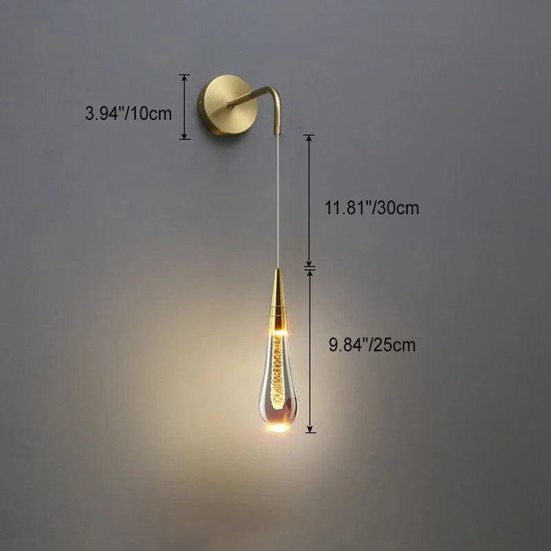 Wall Light Drop-Shaped Glass & Metal Warm White LED